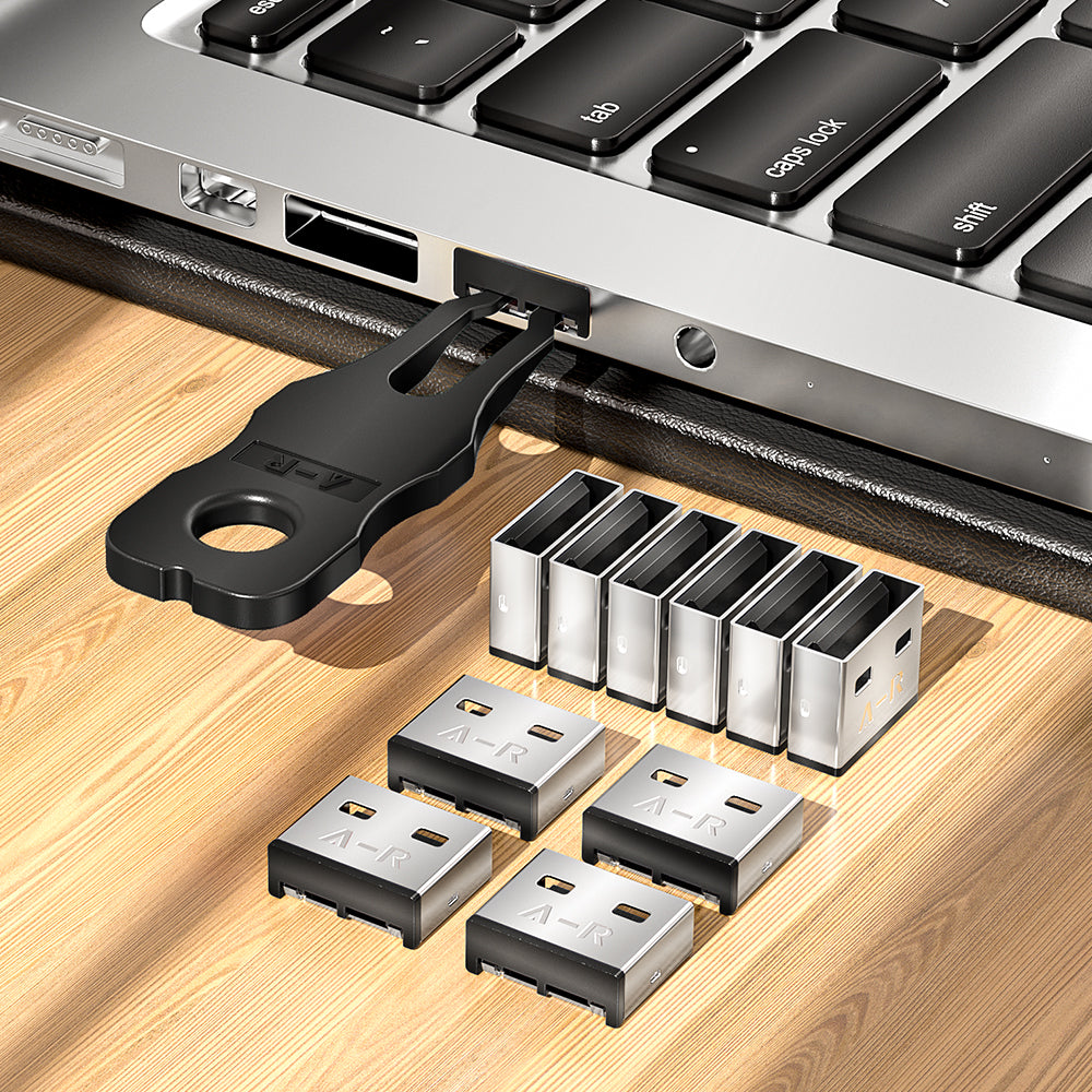 AMPCOM USB Port Lock with Key, Removable Type-A Metal Port Lock Blocker for PC/Laptop, Multiple Color Options Available
