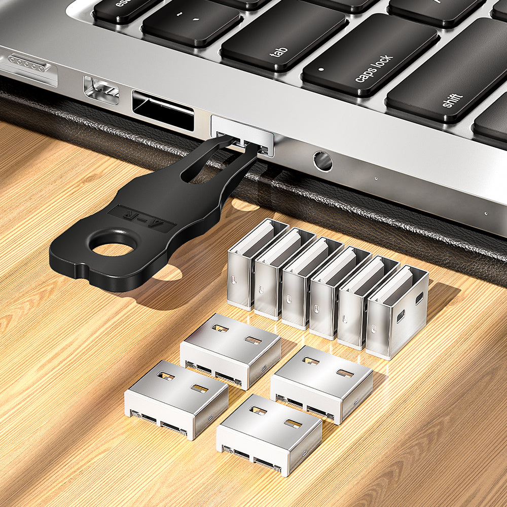 AMPCOM USB Port Lock with Key, Removable Type-A Metal Port Lock Blocker for PC/Laptop, Multiple Color Options Available