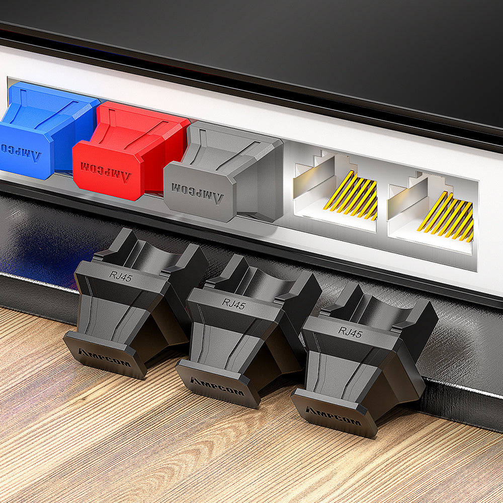 AMPCOM PVC Insulated RJ45 Dust Plugs for All RJ45 Port, Achieve Dust and Moisture-Resistant Isolation Protection, Multiple Color Options Available