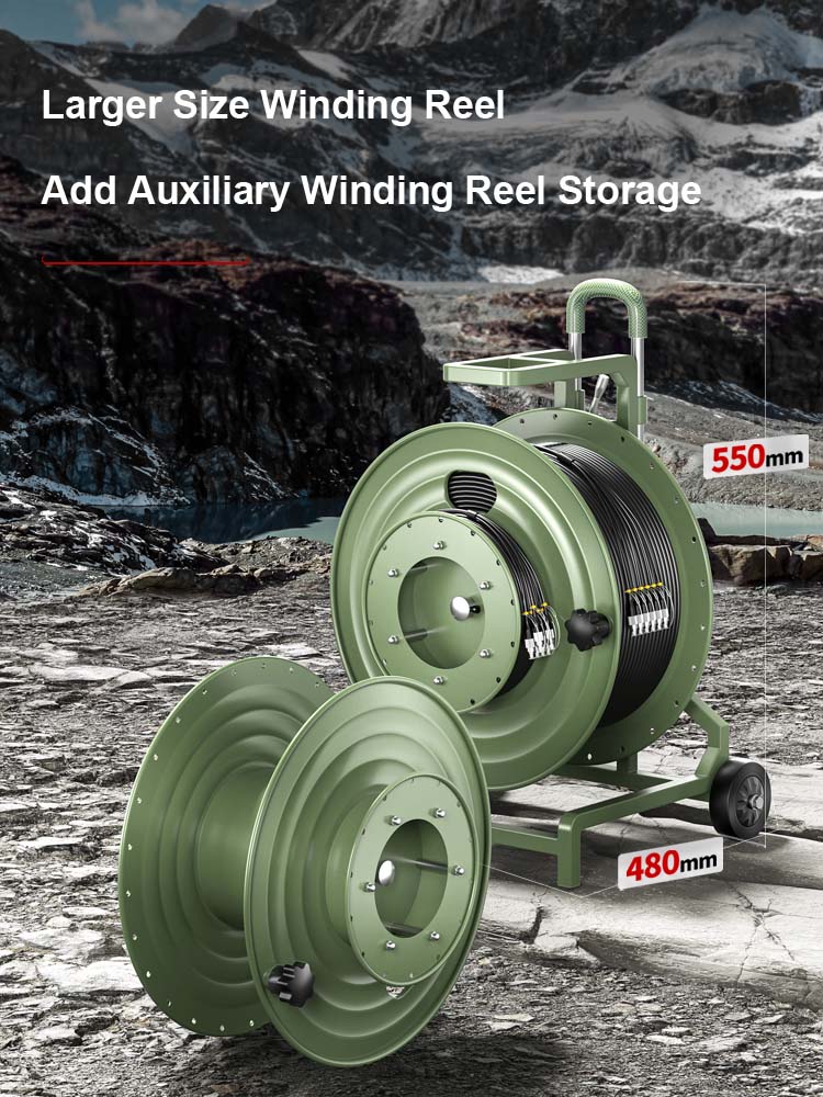 AMPCOM Metal Telescopic Rod Roller Fiber Optic Cable Laydown Cart Outdoor Military Grade Cable Laydown Cart