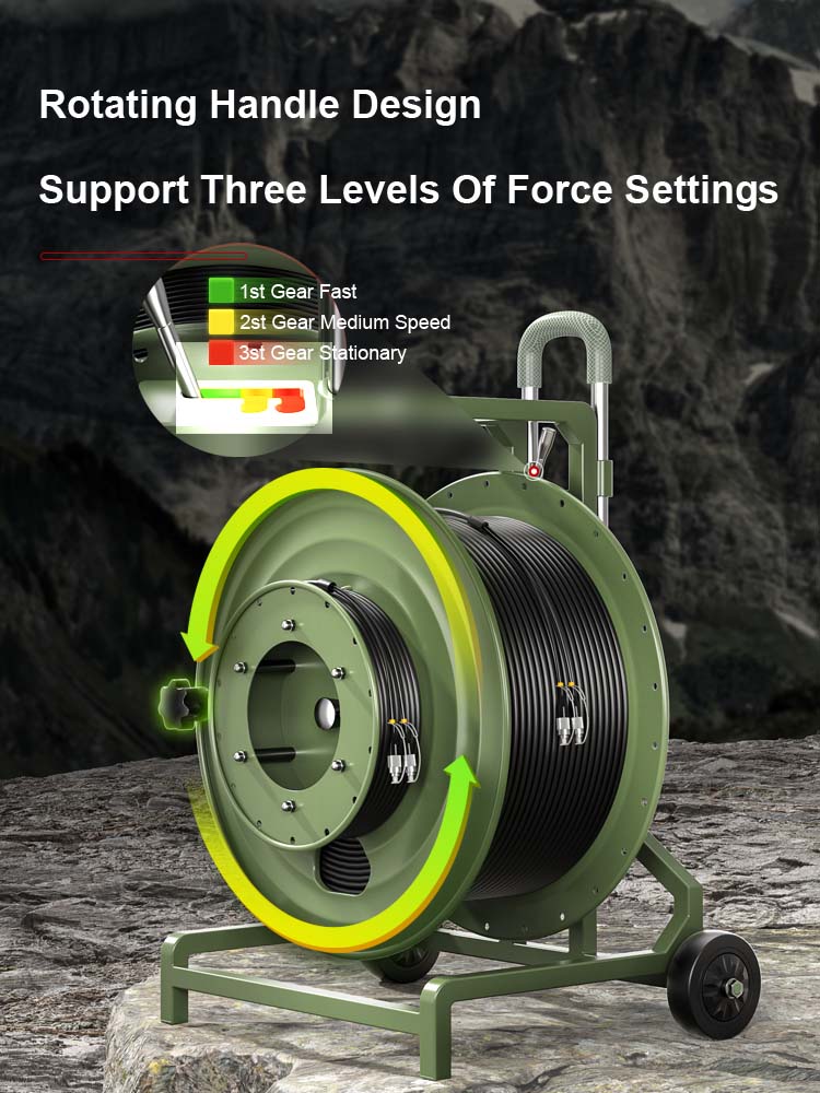 AMPCOM Metal Telescopic Rod Roller Fiber Optic Cable Laydown Cart Outdoor Military Grade Cable Laydown Cart