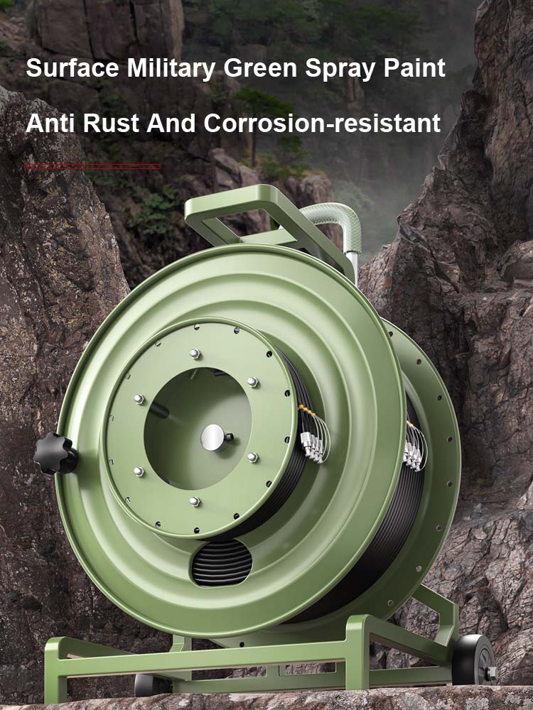 AMPCOM Metal Telescopic Rod Roller Fiber Optic Cable Laydown Cart Outdoor Military Grade Cable Laydown Cart