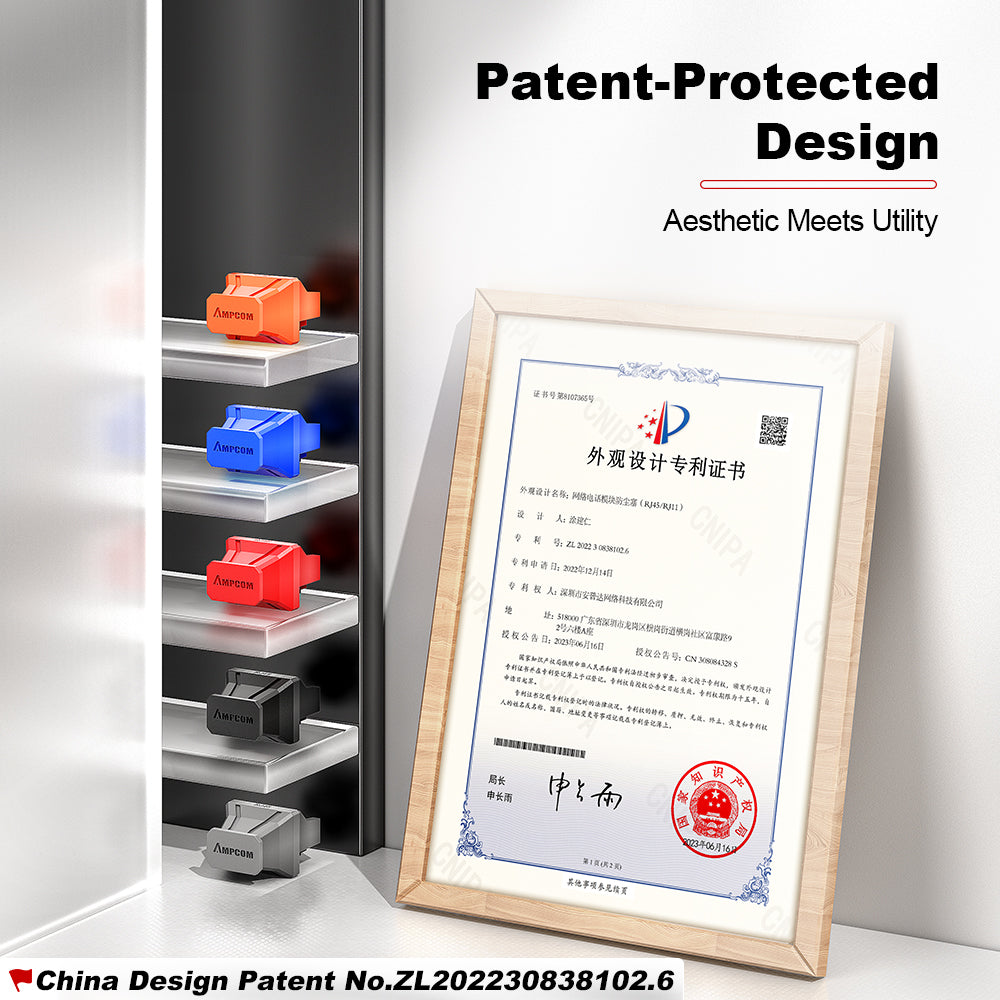 AMPCOM PVC Insulated RJ45 Dust Plugs for All RJ45 Port, Achieve Dust and Moisture-Resistant Isolation Protection, Multiple Color Options Available