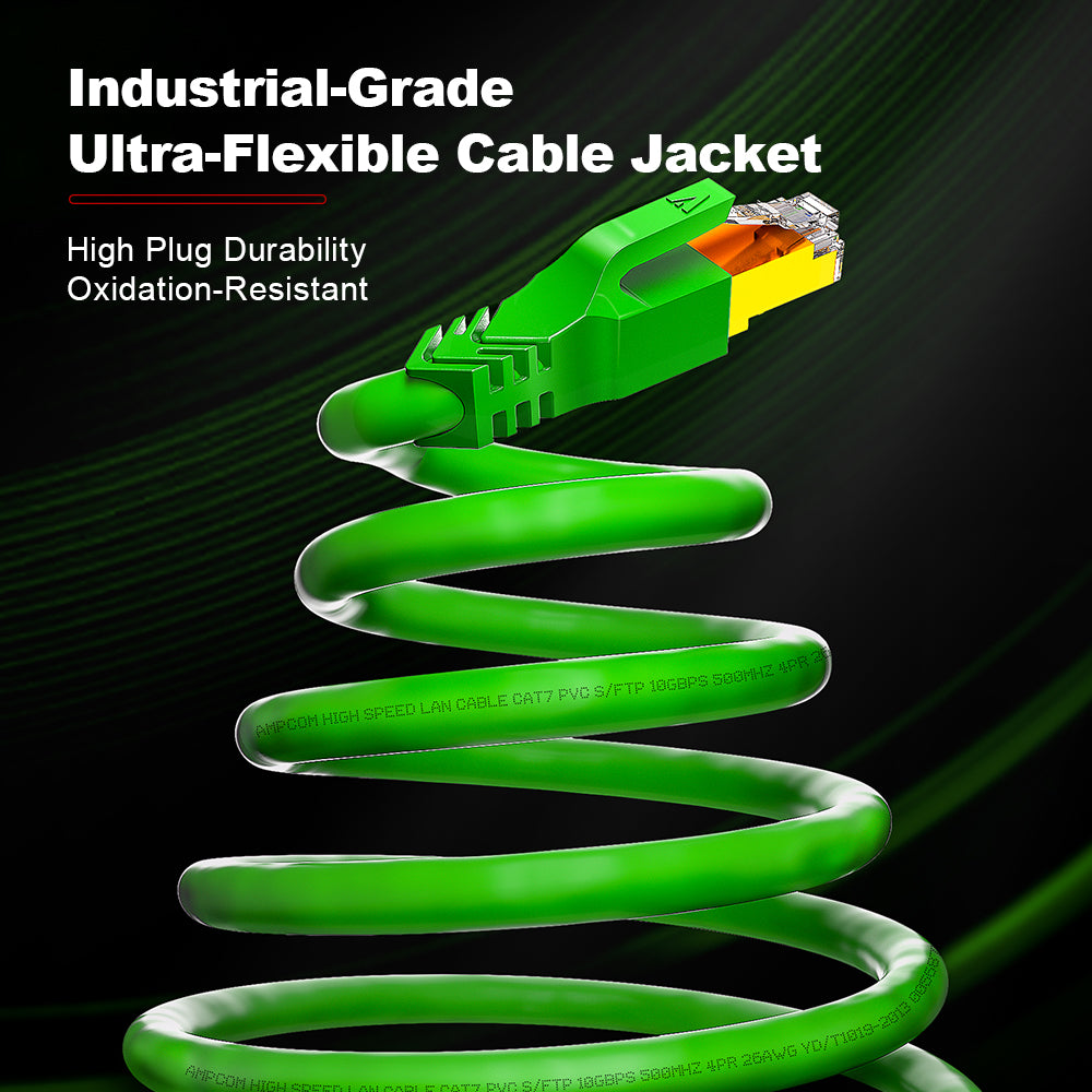 AMPCOM Cat7 26AWG Snagless Shielded (S/FTP) Network Patch Cable, Ultra-Flexible PVC Jacket