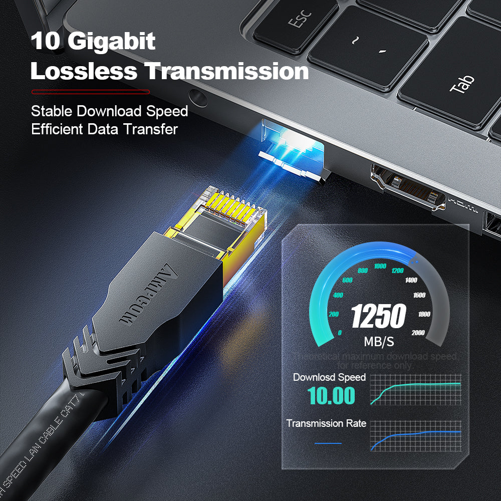 AMPCOM Cat7 26AWG Snagless Shielded (S/FTP) Network Patch Cable, Ultra-Flexible PVC Jacket