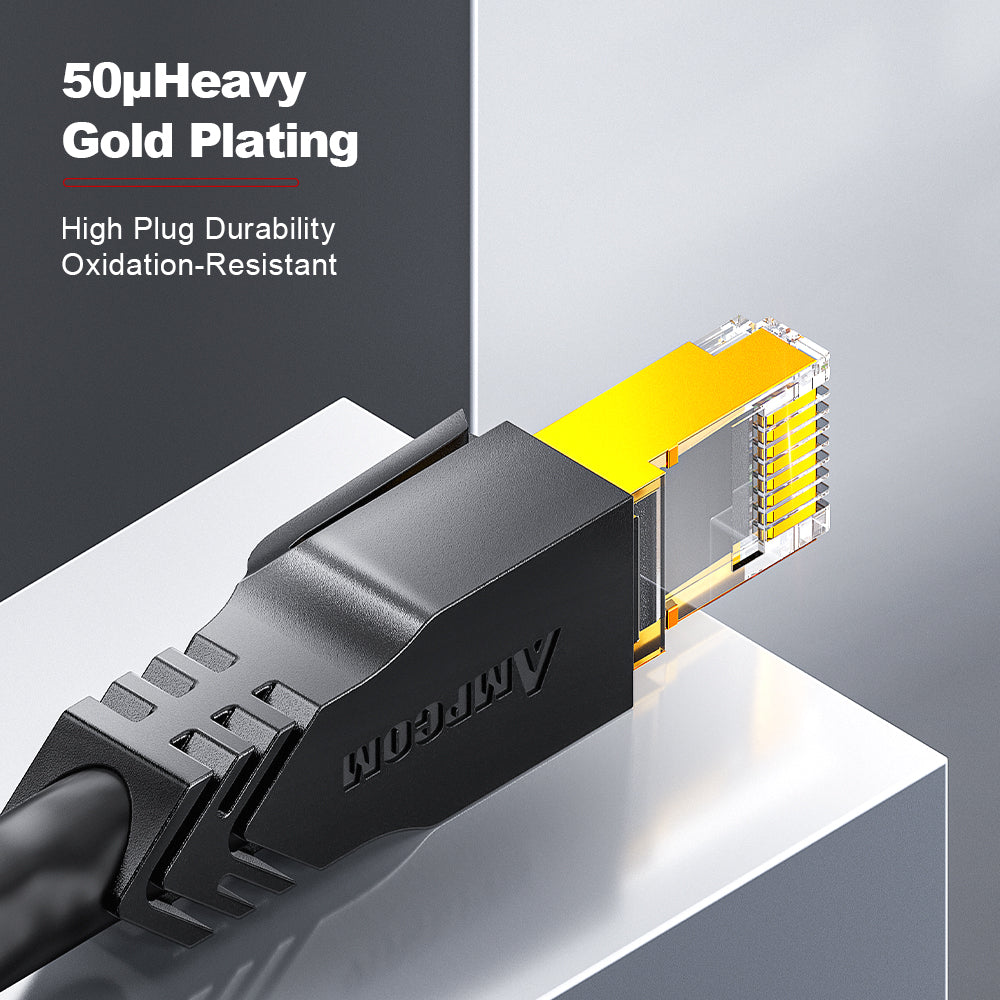 AMPCOM Cat8 26AWG Snagless Shielded (S/FTP)  Network Patch Cable, Ultra-Flexible PVC Jacket