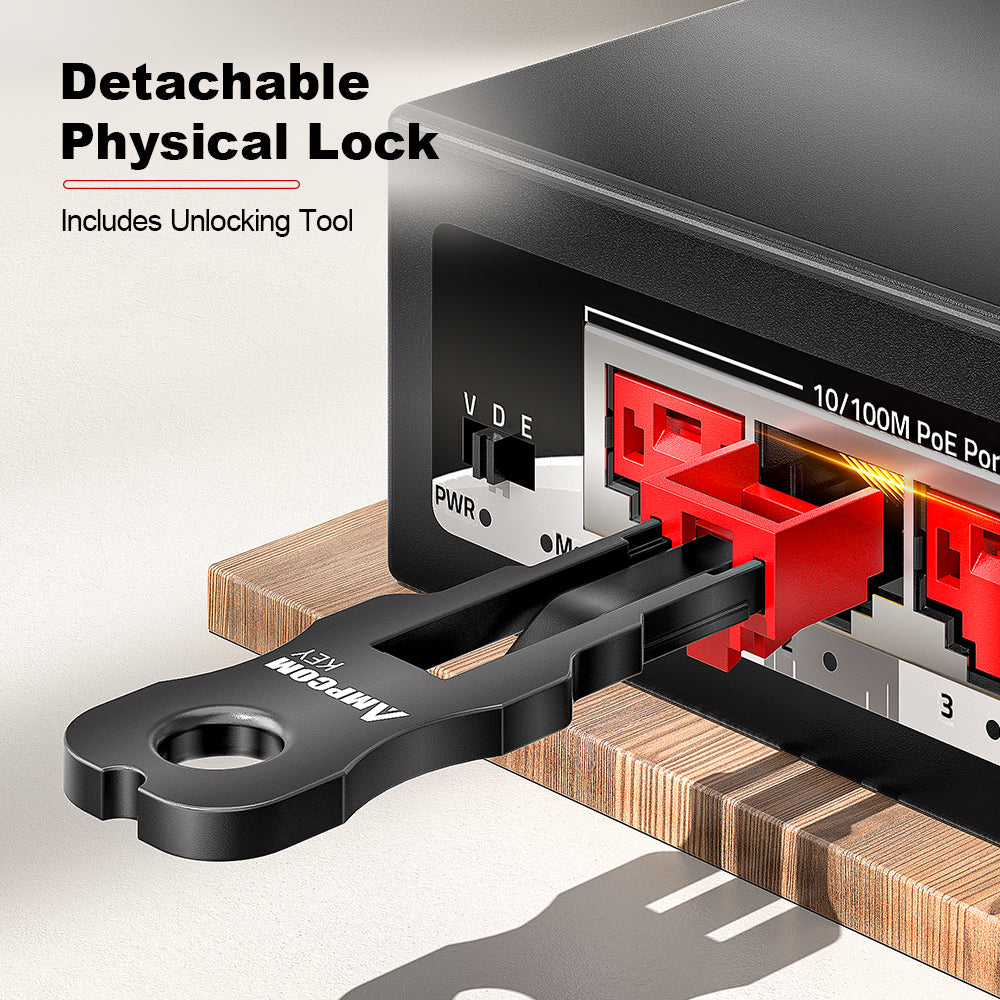 AMPCOM RJ45 Port Lock with Key, Ethernet Port Lock for All RJ45 Port, Multiple Color Options Available