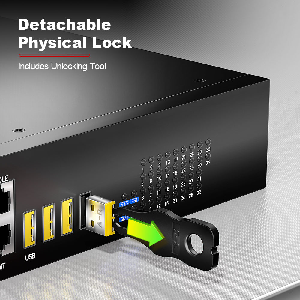 AMPCOM USB Port Lock with Key, Removable Type-A Metal Port Lock Blocker for PC/Laptop, Multiple Color Options Available