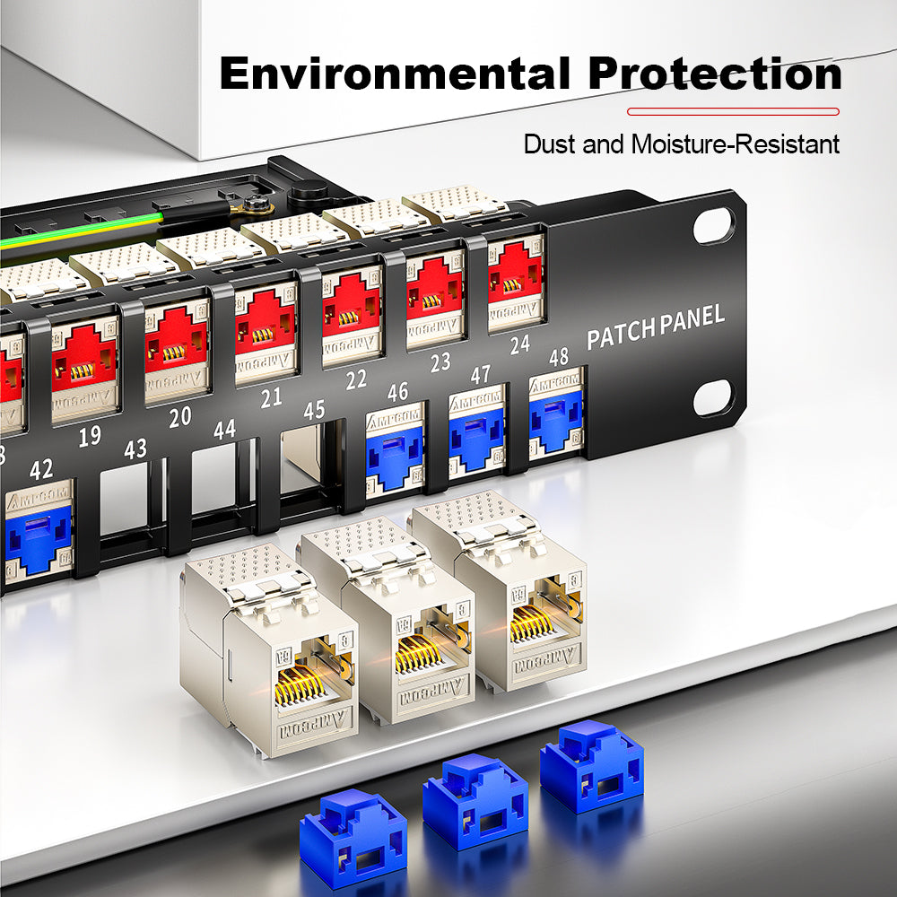 AMPCOM RJ45 Port Lock with Key, Ethernet Port Lock for All RJ45 Port, Multiple Color Options Available