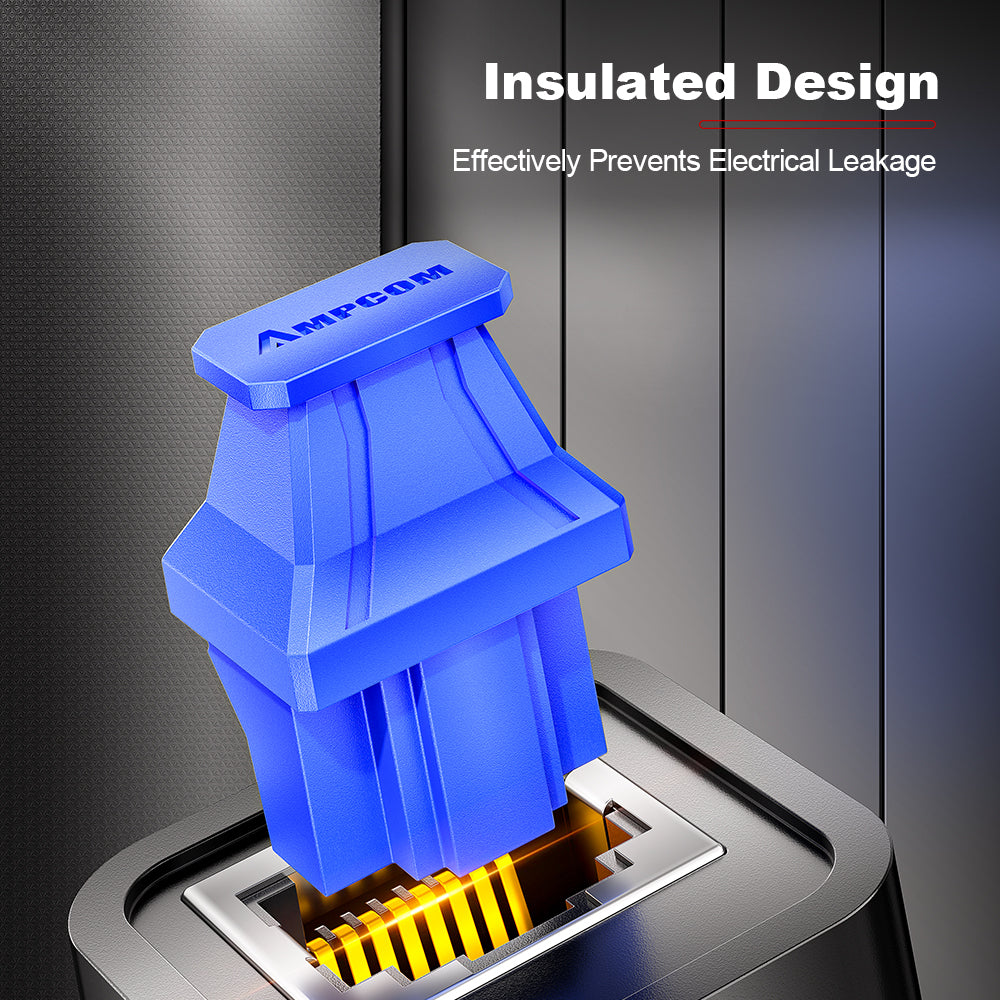 AMPCOM PVC Insulated RJ45 Dust Plugs for All RJ45 Port, Achieve Dust and Moisture-Resistant Isolation Protection, Multiple Color Options Available