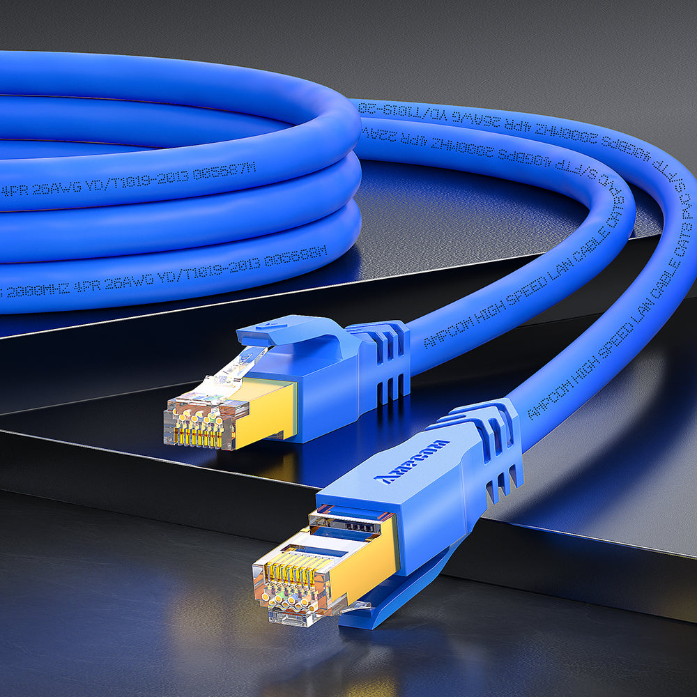AMPCOM Cat8 26AWG Snagless Shielded (S/FTP)  Network Patch Cable, Ultra-Flexible PVC Jacket