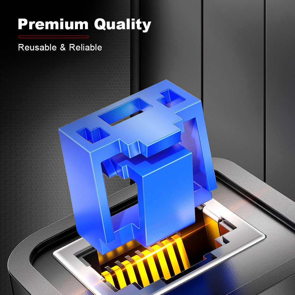 AMPCOM RJ45 Port Lock with Key, Ethernet Port Lock for All RJ45 Port, Multiple Color Options Available