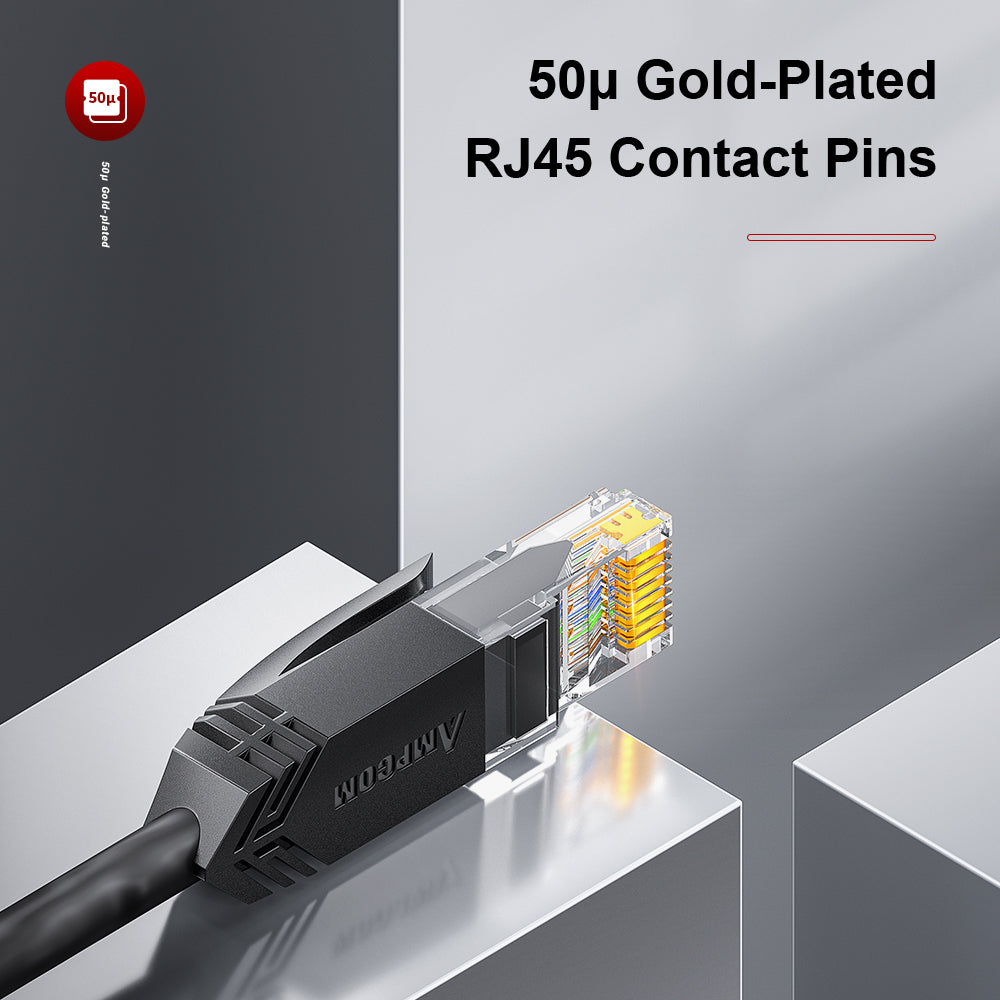 AMPCOM CAT6a 24AWG UTP LSZH Network Patch Cable for Data Center Cabling or Surveillance System Wiring