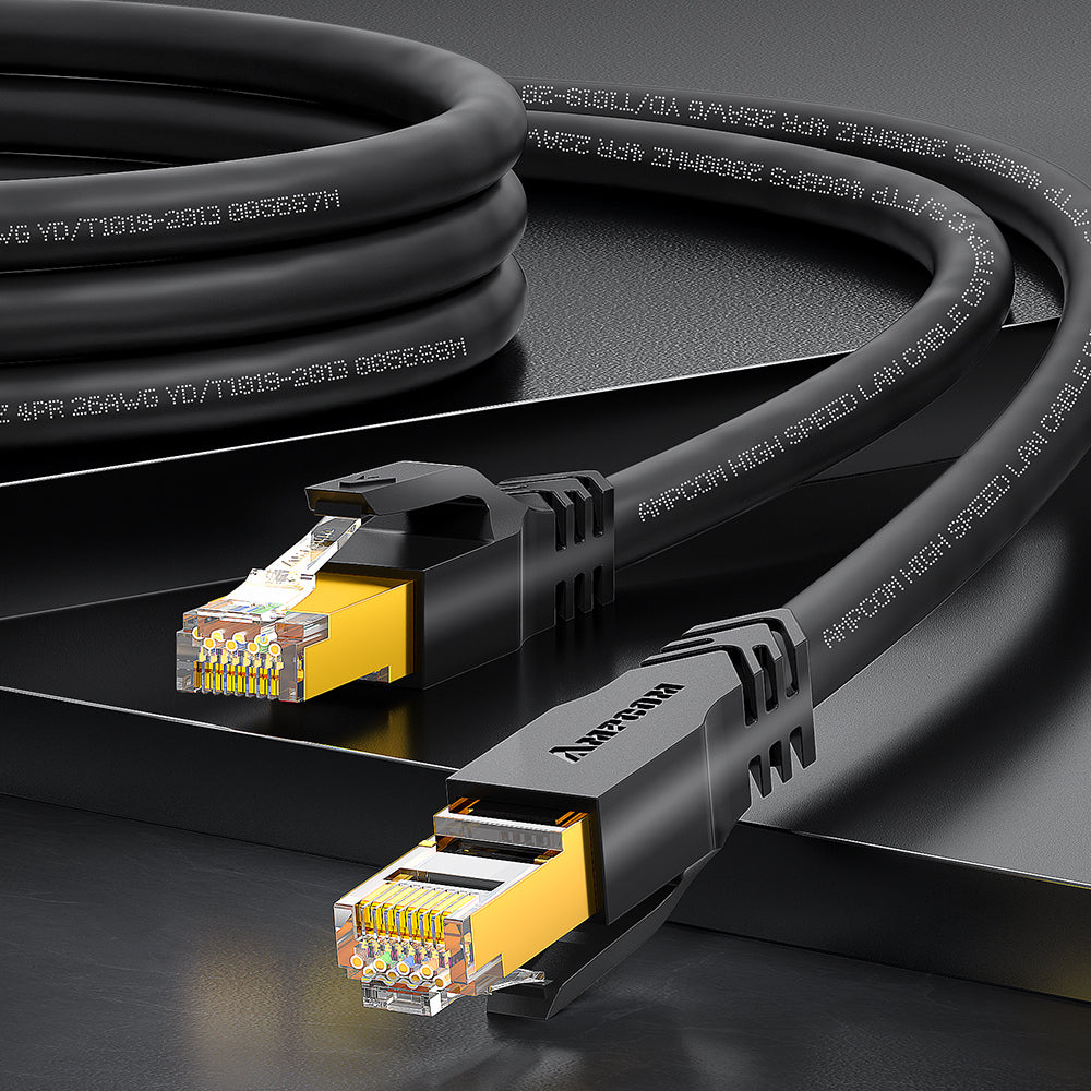 AMPCOM Cat8 26AWG Snagless Shielded (S/FTP)  Network Patch Cable, Ultra-Flexible PVC Jacket